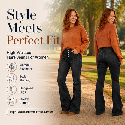 👖 ✨ Women's High-Waisted Stretch Flare Jeans