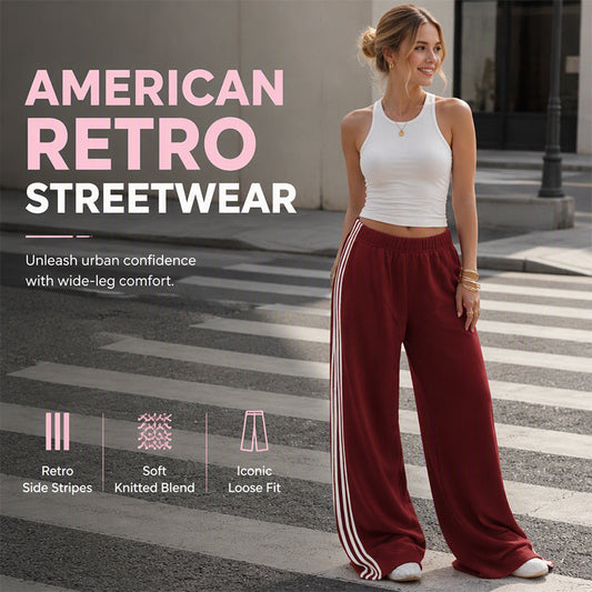 👖 ✨ Women's Wide-Leg Sweatpants with Side Stripes