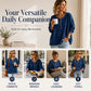 💙 ✨Women's Long Sleeve Half-Zip Denim Pullover