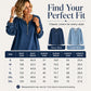 💙 ✨Women's Long Sleeve Half-Zip Denim Pullover