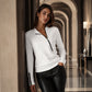 🧶 ✨ Women's Ribbed Knit Top with Asymmetrical Zipper