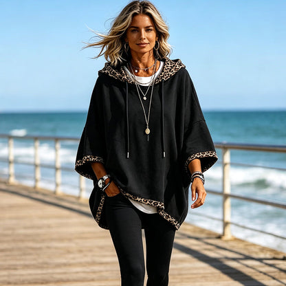 🐆 ✨ Women's Leopard Print Trim Hoodie