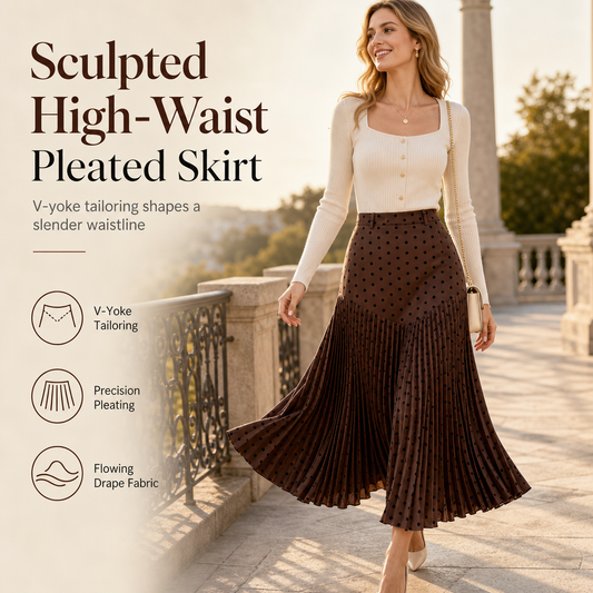 👗✨Women's High Waist Polka Dot Pleated Skirt
