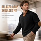 🧶 Rich Cable Texture, Rugged Elbow Detail | Men's Collared Knit Pullover