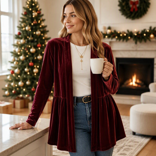 🎀 ✨ Women's Velvet Open Front Cardigan