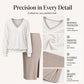 ☁️✨ Women's Long Sleeve V-Neck Top & Ribbed Skirt Set