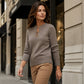 ✨ Women's Elegant Ribbed Knit Top with Metal Buckle