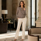 ✨ Women's Elegant Ribbed Knit Top with Metal Buckle