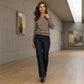 ✨ Women's Elegant Ribbed Knit Top with Metal Buckle