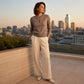 ✨ Women's Elegant Ribbed Knit Top with Metal Buckle