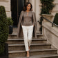 ✨ Women's Elegant Ribbed Knit Top with Metal Buckle