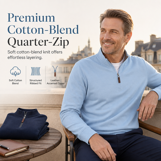 ✨ Men's Quarter Zip Stand Collar Pullover Cotton Blend Long Sleeve Sweatshirt