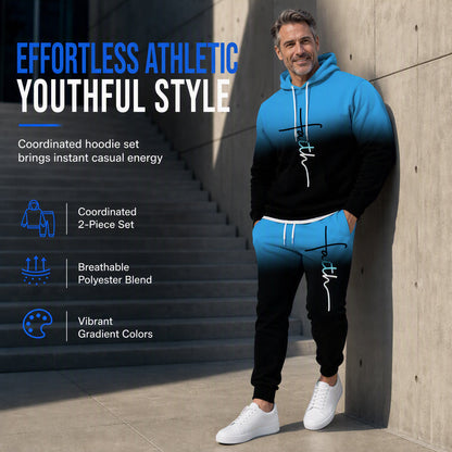 🎨 Men's 3D Digital Print Long Sleeve Hooded Sweatshirt and Pants Set Loose Fit Tracksuit for Spring and Autumn