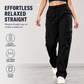 👖 Women's Relaxed Fit Straight Leg Cargo Pants with Elastic Drawstring Waist and Side Utility Pockets