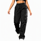 👖 Women's Relaxed Fit Straight Leg Cargo Pants with Elastic Drawstring Waist and Side Utility Pockets