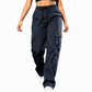 👖 Women's Relaxed Fit Straight Leg Cargo Pants with Elastic Drawstring Waist and Side Utility Pockets