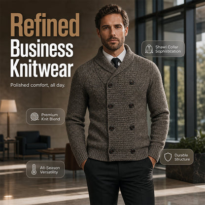 🧶 Men's Double Breasted Shawl Collar Knit Cardigan