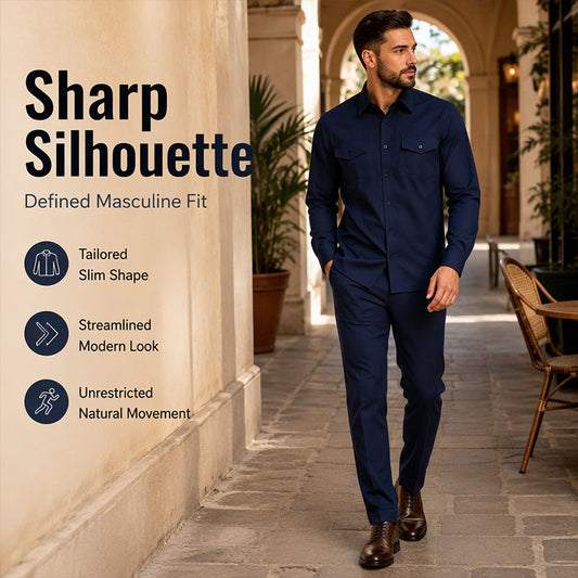 ✨ Hot Sale 50% OFF🔥Men Two Piece Polyester Shirt Pants Set