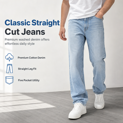 👖 LIMITED-TIME 50% OFF! ✨Men's Classic Straight Leg Jeans