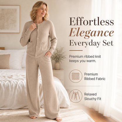 🧶 Women's Casual 2 Piece Knitted Cardigan Sweater and Wide Leg Pants Set
