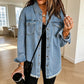 ✨Women's Frayed Hem Washed Denim Jacket