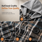 ✨ Men's Plaid Zip Up Hoodie Loose Fit American Style Brushed Hooded Sweatshirt
