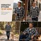 ✨ Men's Plaid Zip Up Hoodie Loose Fit American Style Brushed Hooded Sweatshirt