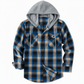 ✨ Men's Plaid Zip Up Hoodie Loose Fit American Style Brushed Hooded Sweatshirt