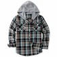 ✨ Men's Plaid Zip Up Hoodie Loose Fit American Style Brushed Hooded Sweatshirt