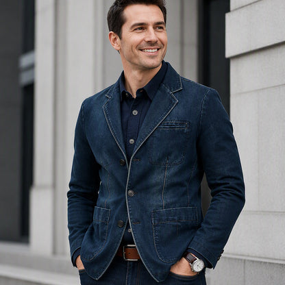 Men's Stylish Slim Fit Denim Blazer