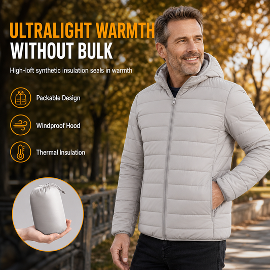 Men's Lightweight Hooded Padded Cotton Casual Short Winter Coat Plus Size