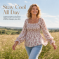 Women's Casual Square Neck Flare Sleeve Floral Print Chiffon Blouse Holiday Top