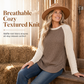 🍁Women's Western Ranch Style Raglan Long Sleeve Knit Top with Textured Waffle Fabric and Curved Hem