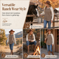 🍁Women's Western Ranch Style Raglan Long Sleeve Knit Top with Textured Waffle Fabric and Curved Hem