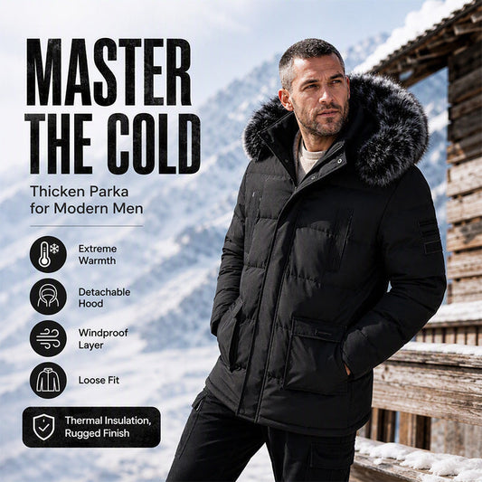 Men's Mid-Length Winter Windproof Thermal Jacket