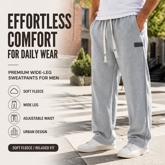 Men's Casual Wide-Leg Sweatpants with Pockets