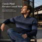 Men's Winter Hooded Fleece Lined Plaid Knit Cardigan Sweater Thick Long Sleeve Coat