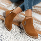 ✨ Women's Side-Zip Ankle Boots: Chunky Heel & Faux Suede Finish 🥾