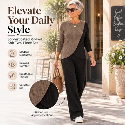 🔥Free Shipping✈️Women's Casual Color Block Ribbed Knit 2-Piece Set