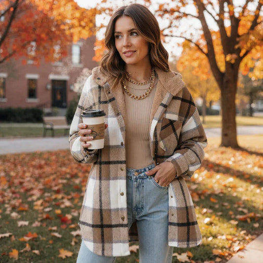 🎉 Last Day Promotion-55% OFF 🧸 Women’s Classic Cozy Plaid Hooded Jacket